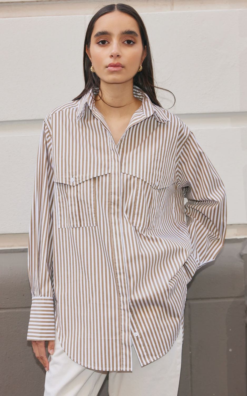 Riley Shirt STONE IVORY STRIPE, size: XS