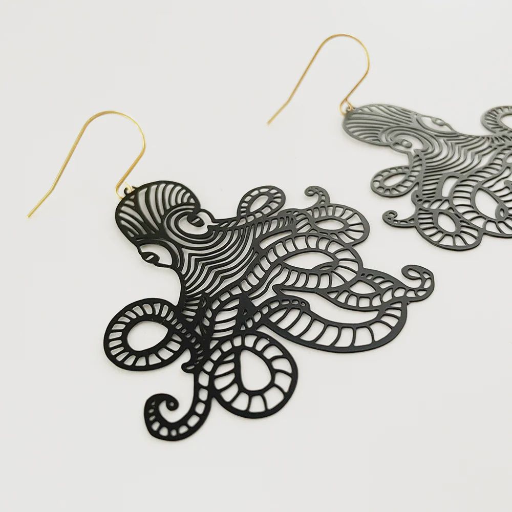 Octopus Earrings BLACK