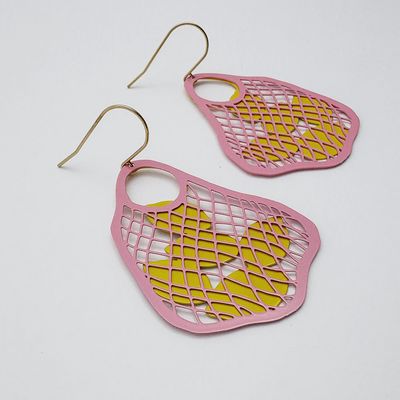 String Bag Earrings Pink with Lemons