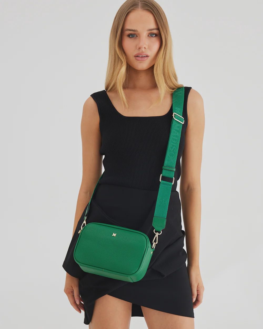 Monica Camera Crossbody + Monogram Strap KELLY GREEN