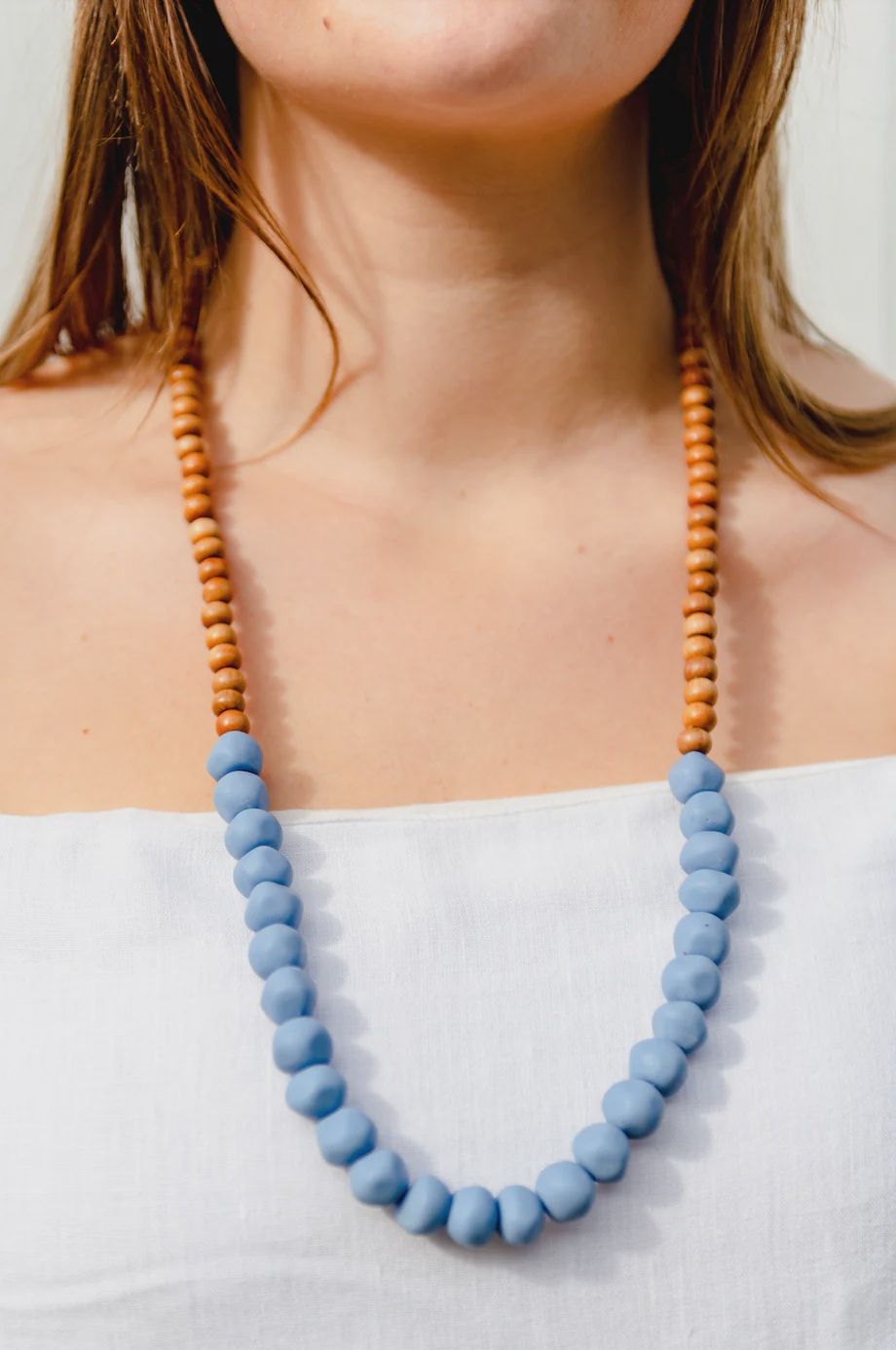 Mini Wood &amp; Rock Necklace – Jacaranda