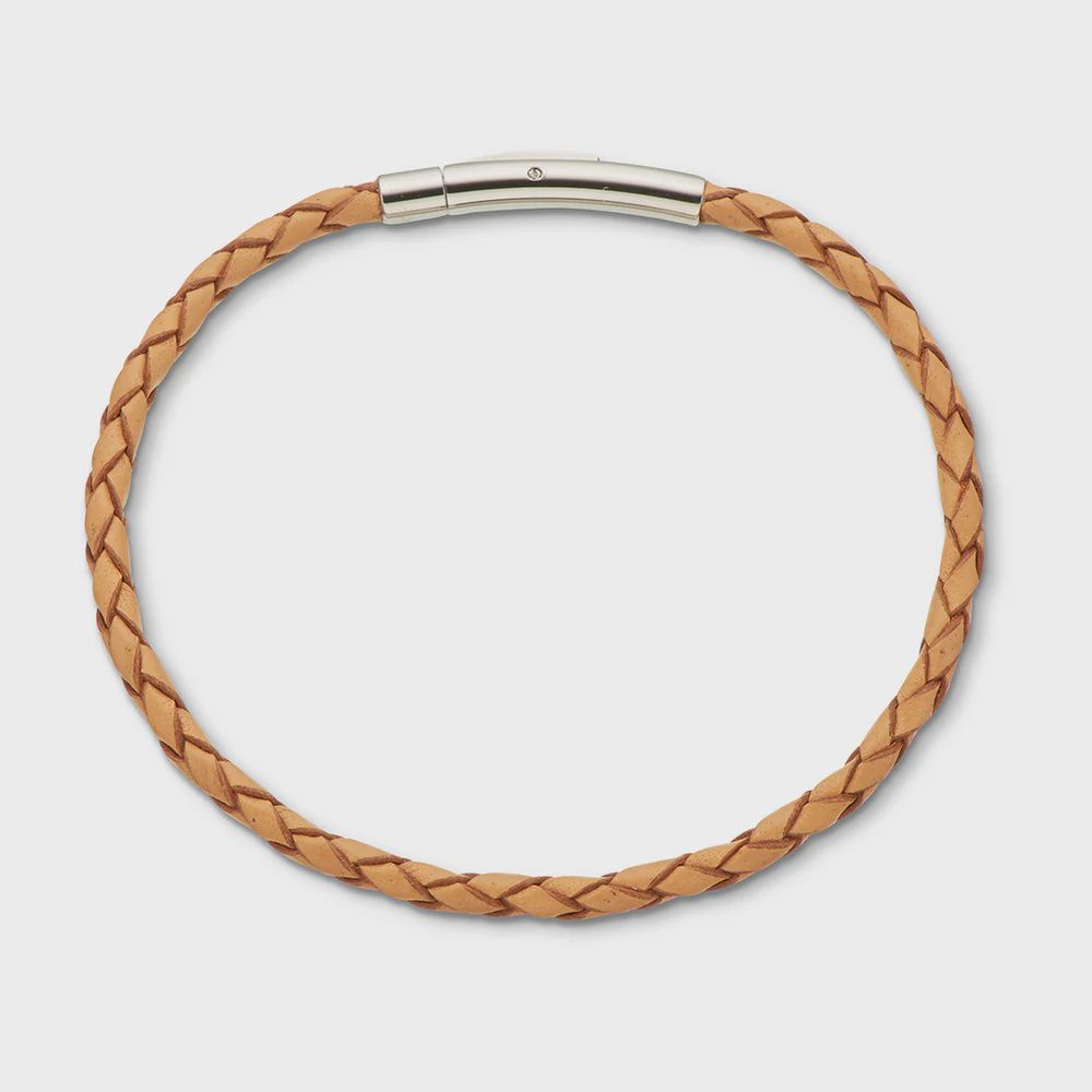 Plaited Fine Leather Bracelet NATURAL