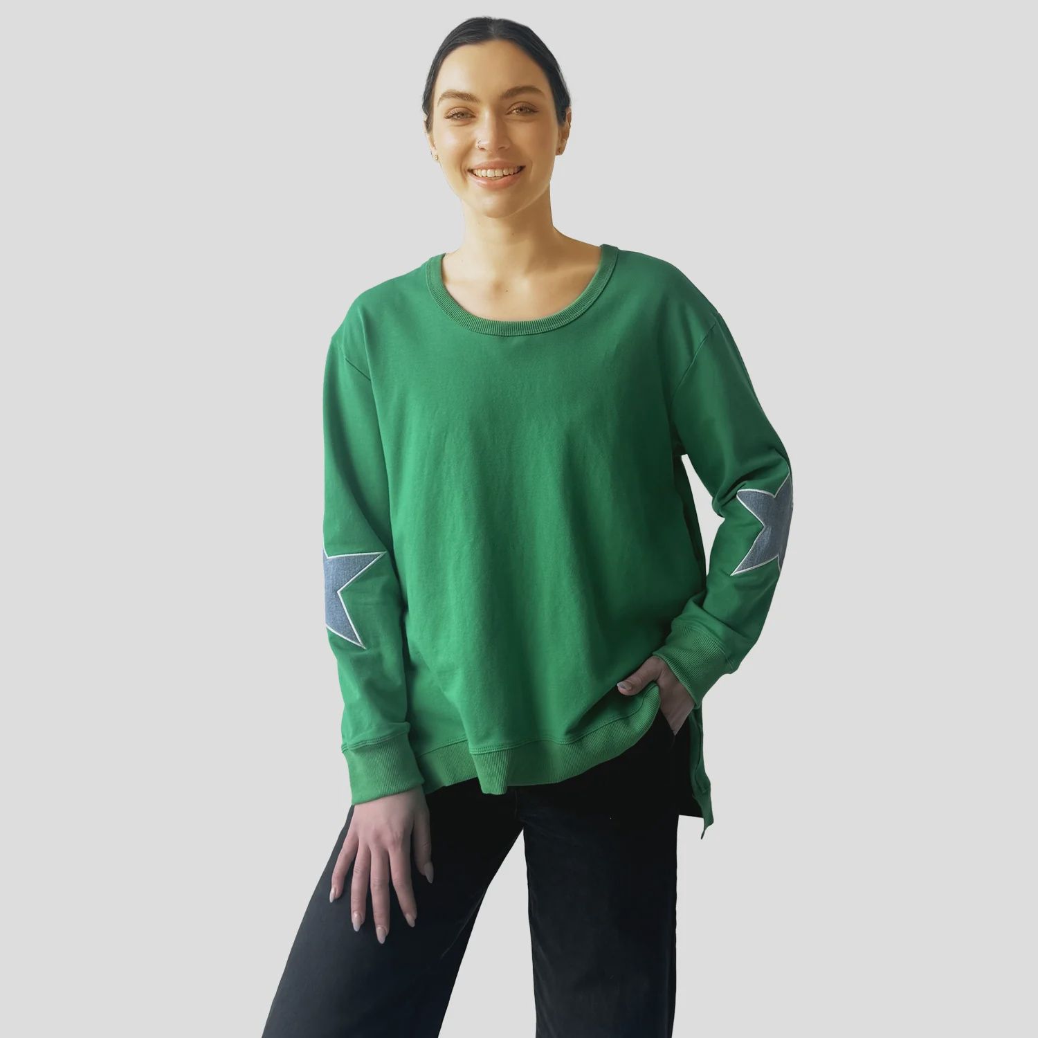 Stars Sweatshirt GREEN, size: 8