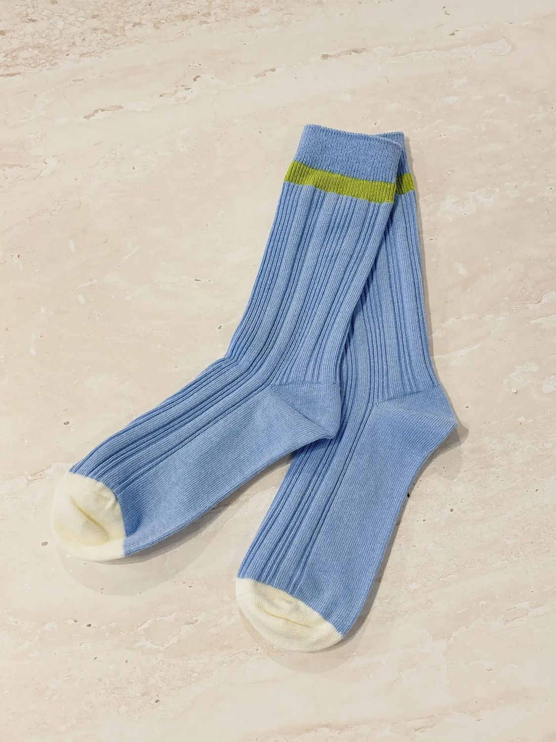 Sports Milky Rib Crew Socks BLUE LIME POP
