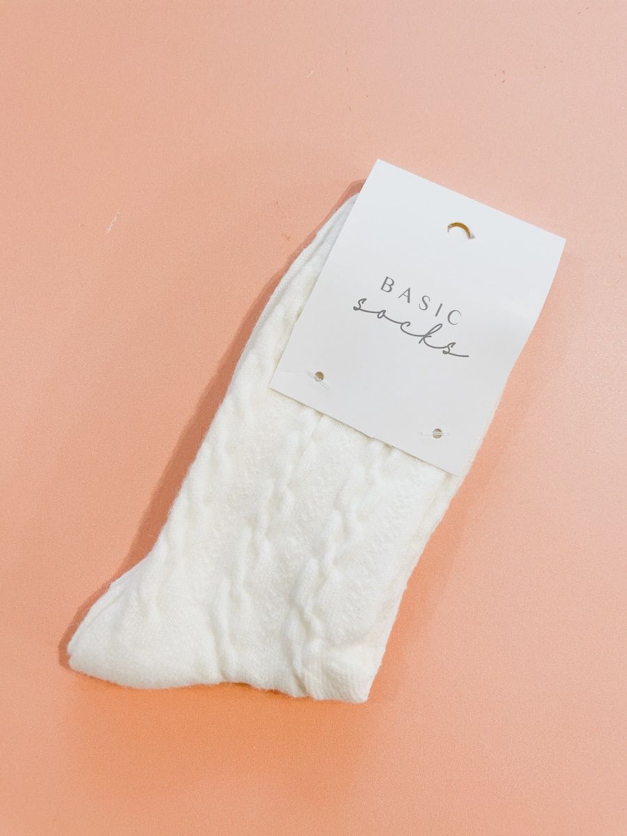 Winter Cable Woollen Socks CREAM