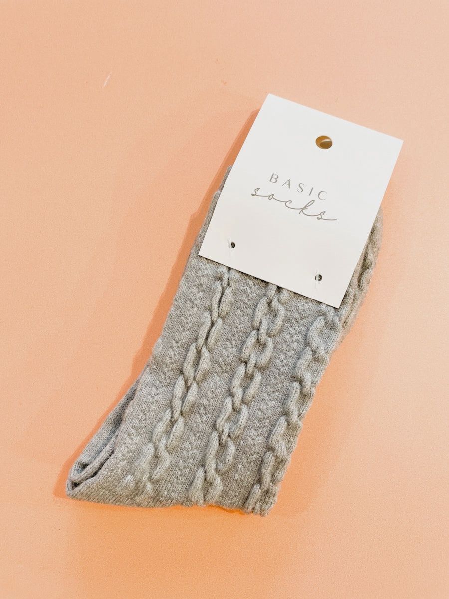 Winter Cable Woollen Socks GREY