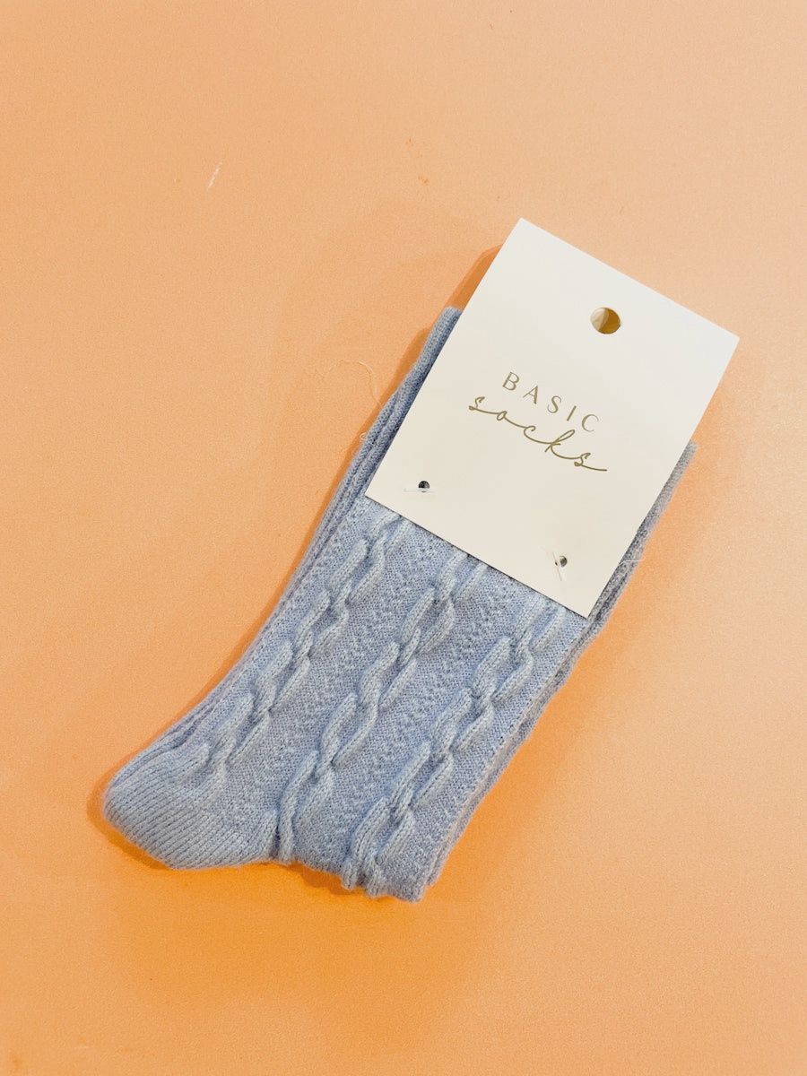 Winter Cable Woollen Socks BLUE