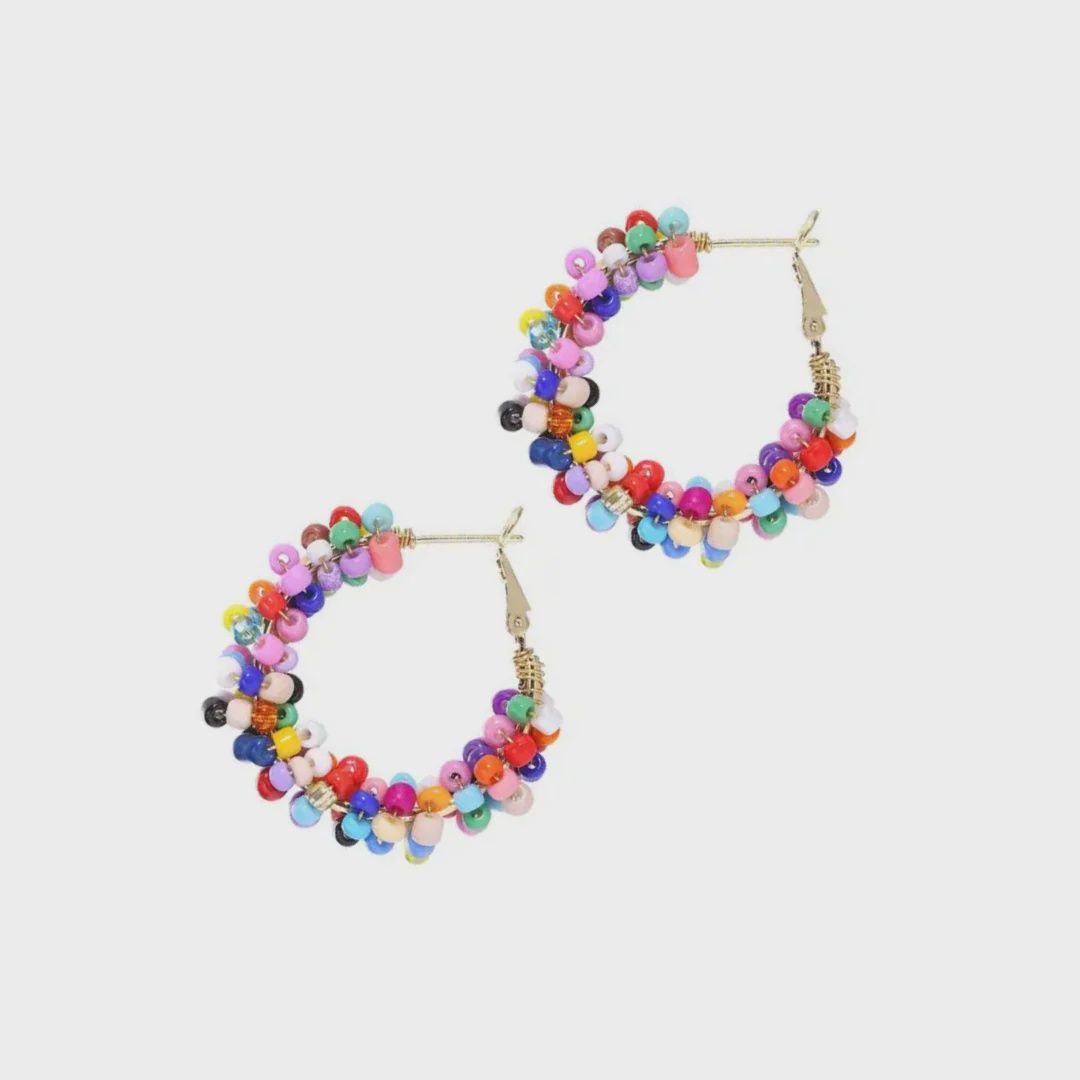 Leticia Multi Coloured Beaded Hoops