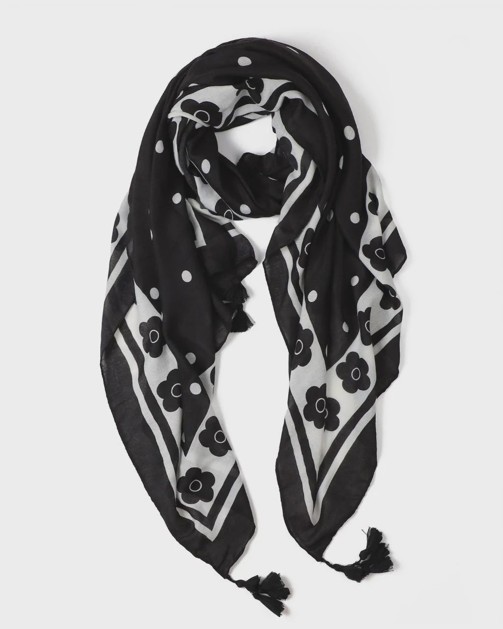 Kiara Spot Scarf – Black &amp; White