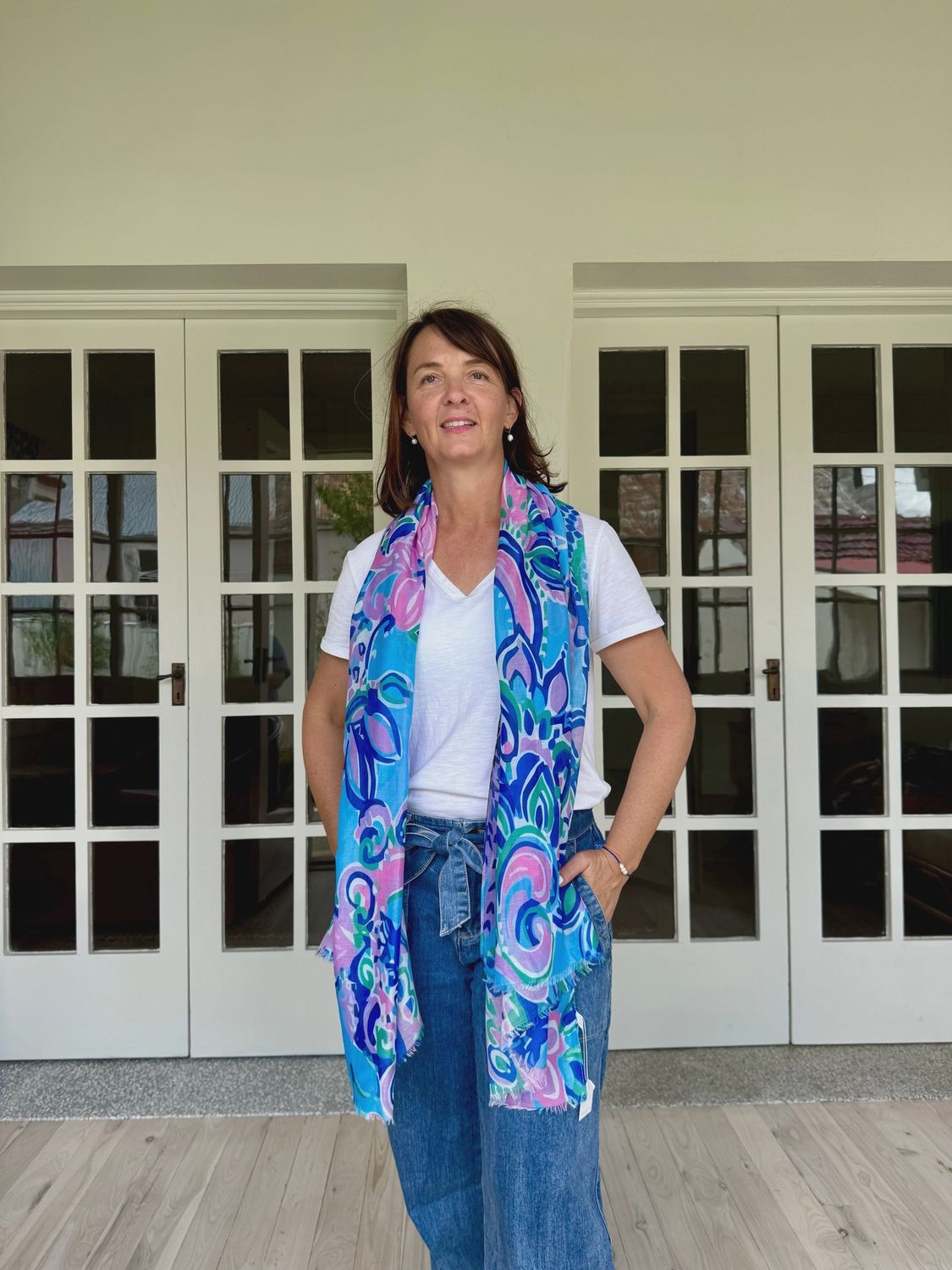 Marina Scarf – Light Blue Abstract