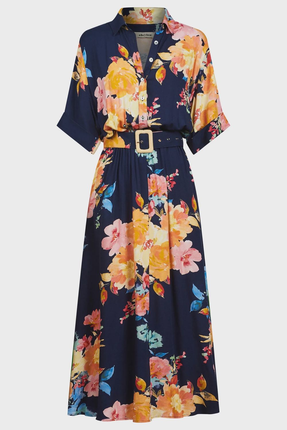 Parisio Belt Shirt Dress INDIGO BLOOM, size: XS