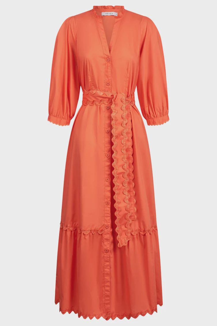 Brasilia Button Maxi Dress CORAL, size: XS