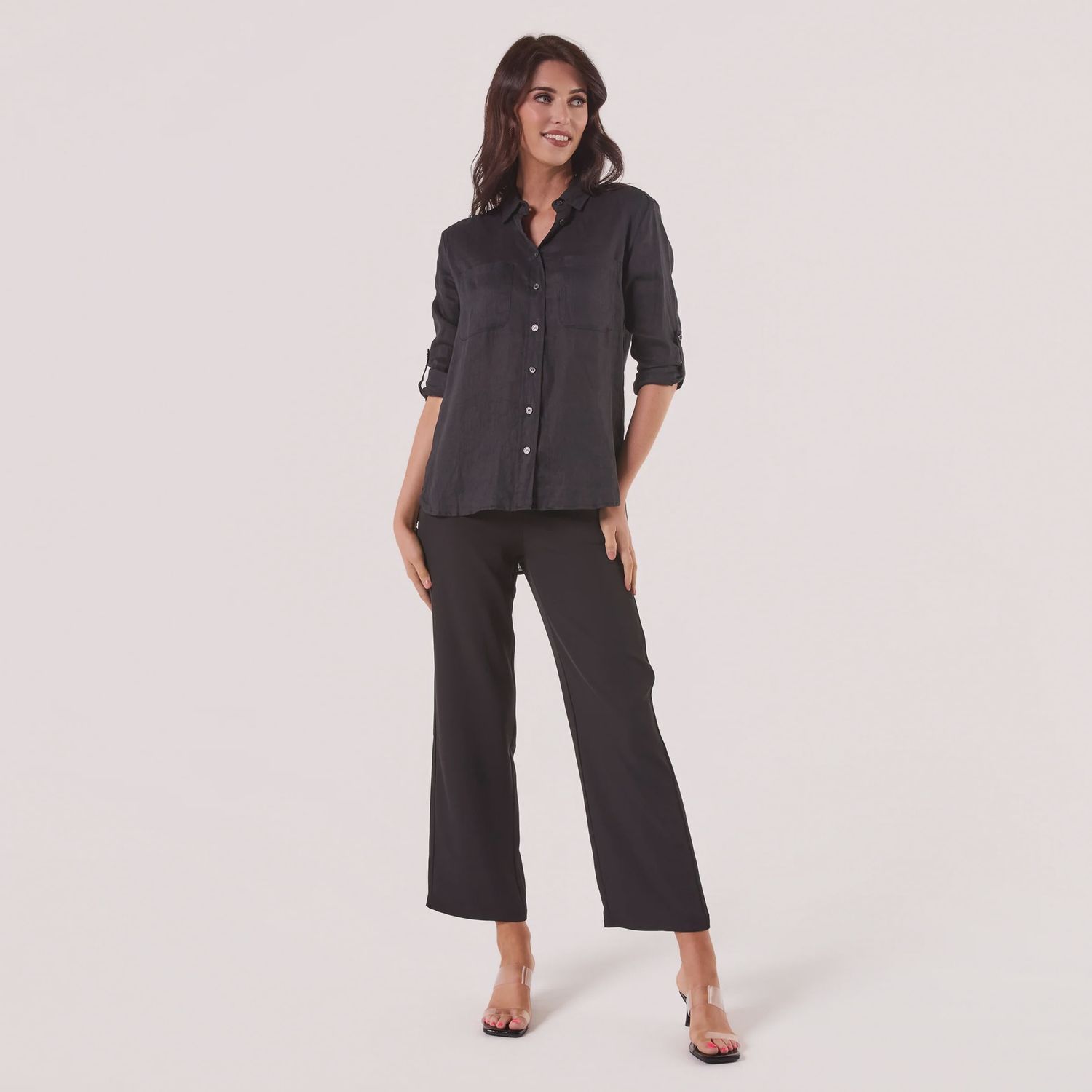 Linen Shirt BLACK, size: 8