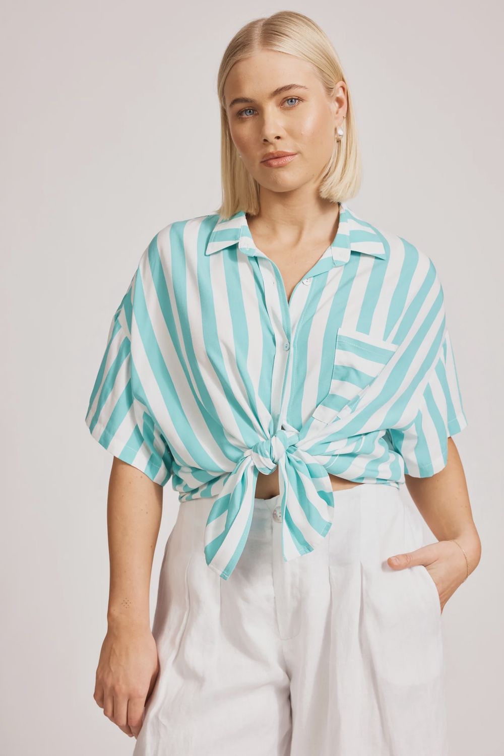 Treville Stripe Shirt AQUA