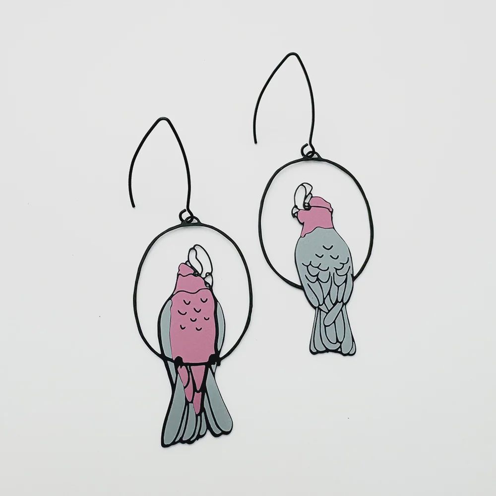 Galah Earrings in BLACK PINK GREY
