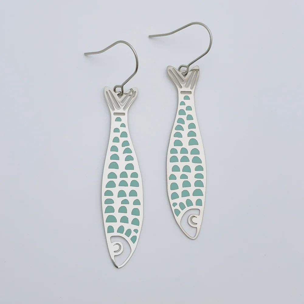 Midi Fishy earrings in SILVER BLUE