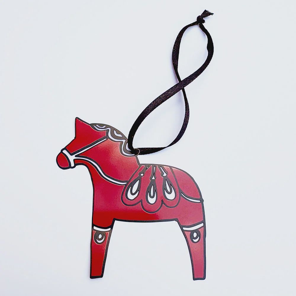 Christmas Ornament Dala Horse BLACK RED