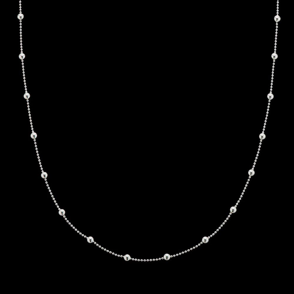 Silver Fine Ball Bead Chain Necklace 40cm