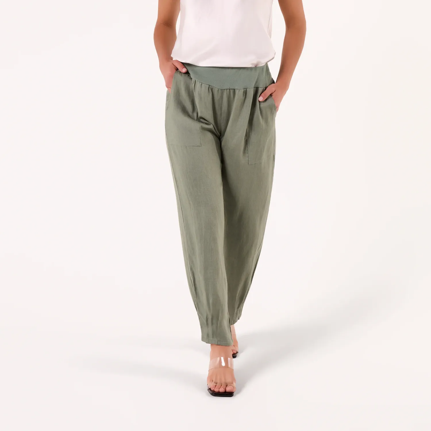 AMYIC Linen Pant SAGE, size: 10