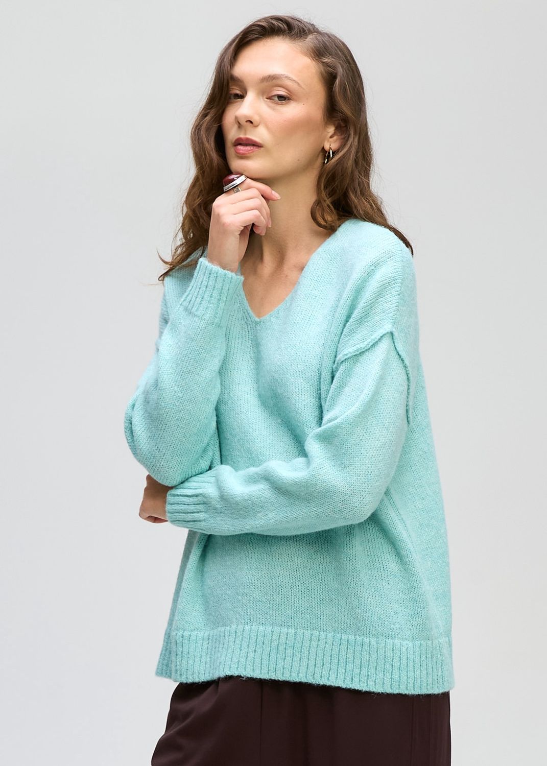Fluffy V Knit SEAFOAM, size: S