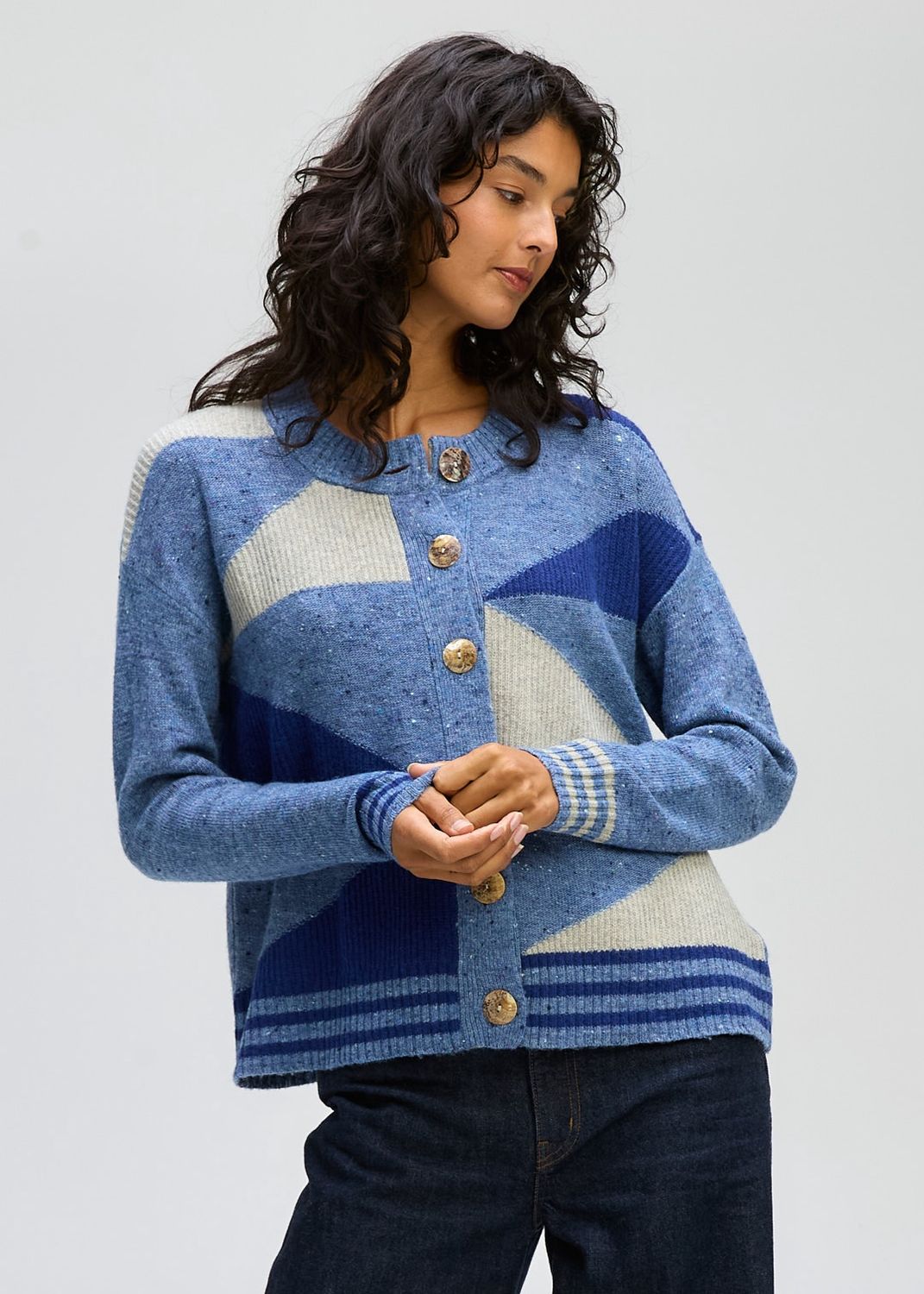 Geo Knit Cardi DENIM, size: S