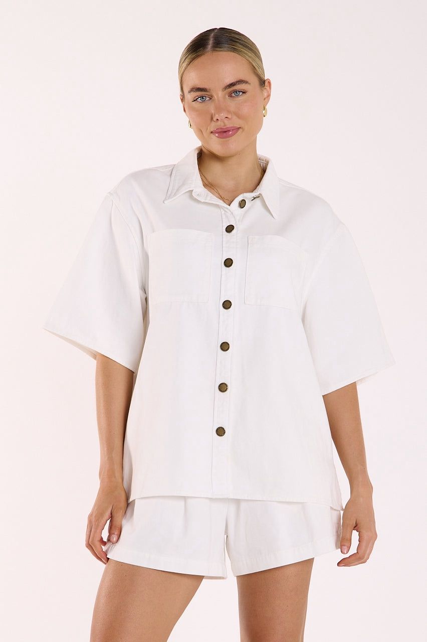 Arlo Denim Shirt WHITE Arlo Denim Shirt WHITE, size: 6