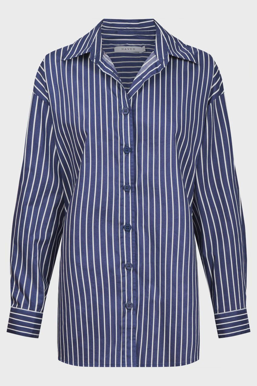 Fairbanks Stripe Shirt NAVY, size: XS