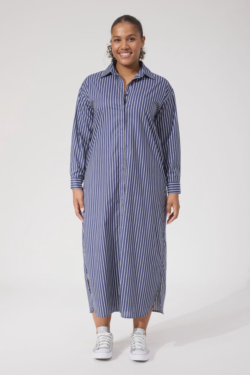 Fairbanks Stripe Shirt Dress NAVY, size: XS