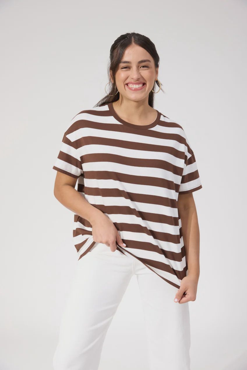 Columbus Stripe Tshirt BROWN