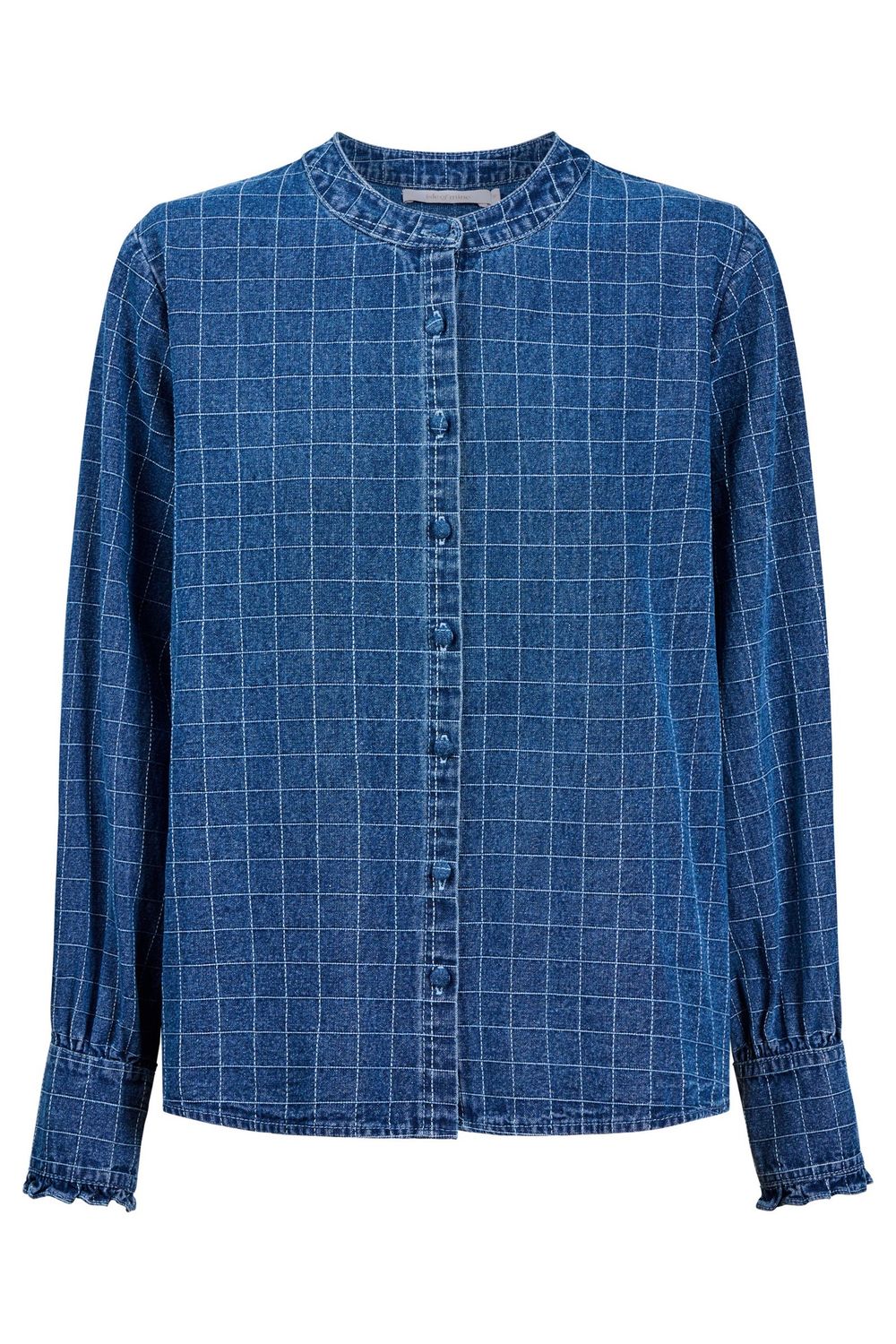 Sloane Denim Frill Shirt CHECK, size: XS
