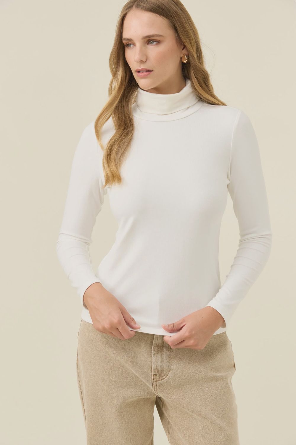 Naria Roll Neck Top IVORY, size: XS
