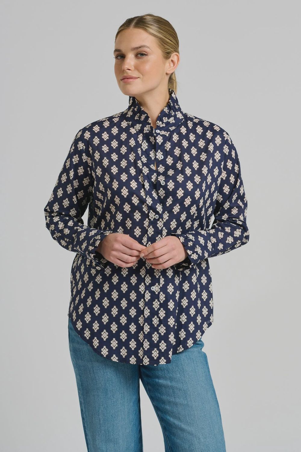 Olivia Shirt NAVY DOUBLE DIAMOND