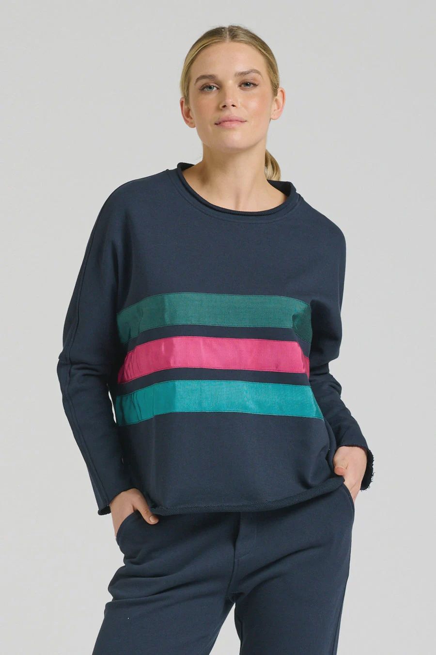 Raw Long Sleeve Sweatshirt  FRENCH NAVY, size: S/M