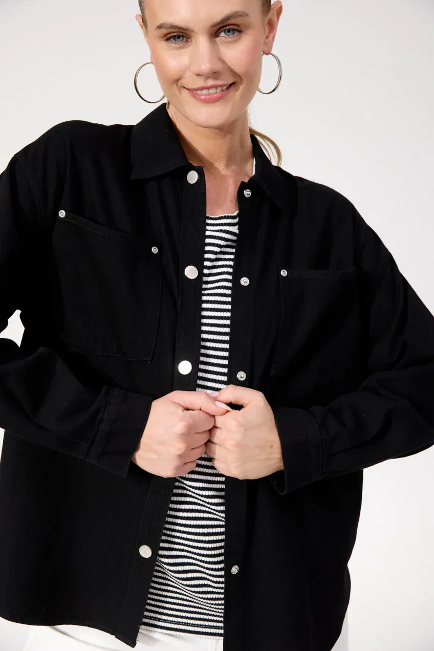 Denver Denim Shirt BLACK, size: XS