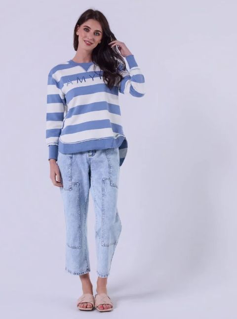AMYIC Sweatshirt BLUE STRIPE