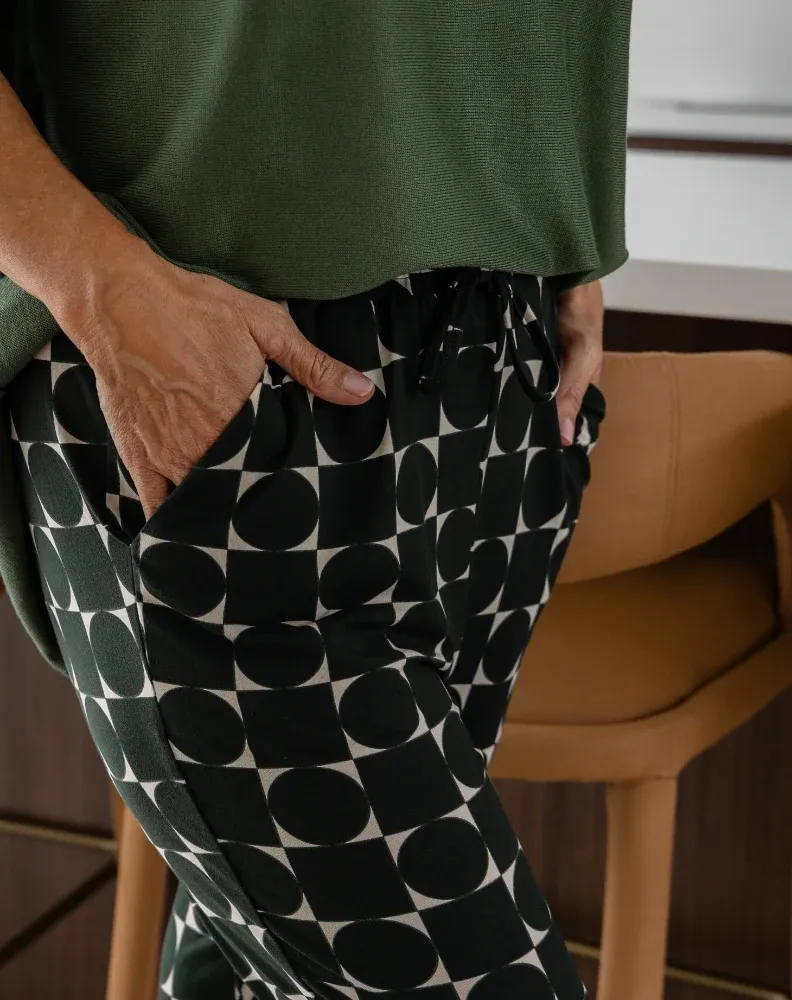 Slouch Pant Geo Forest, size: S