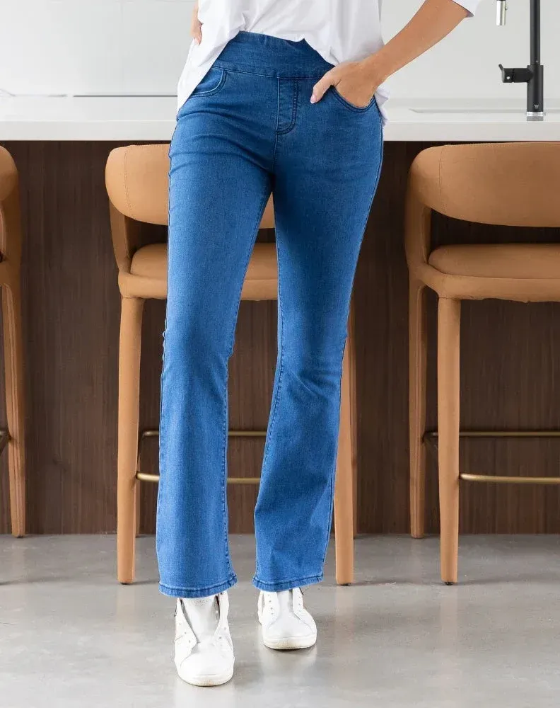 Slip on Jean Flared Leg, size: 8