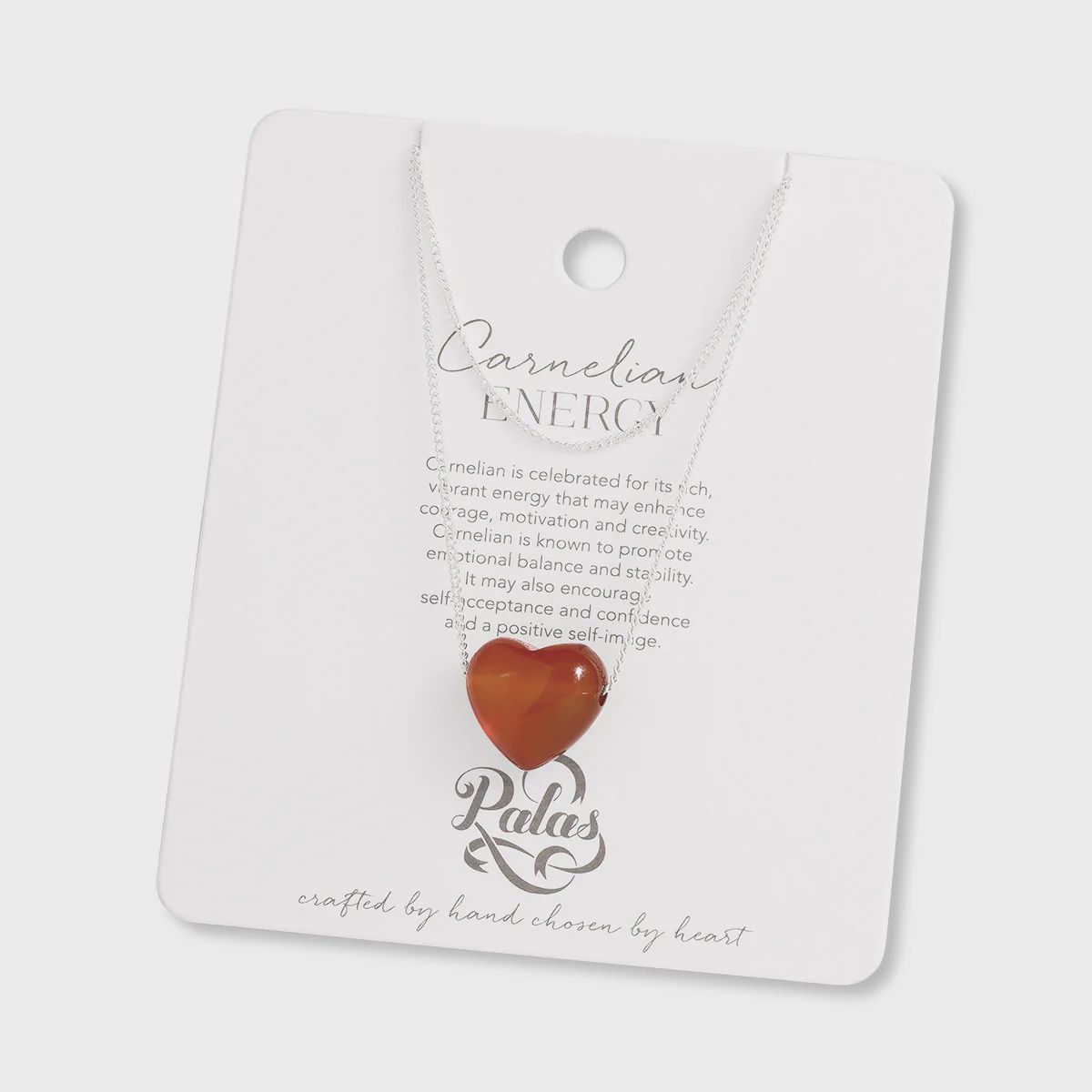 Carnelian ‘energy’ heartstone necklace