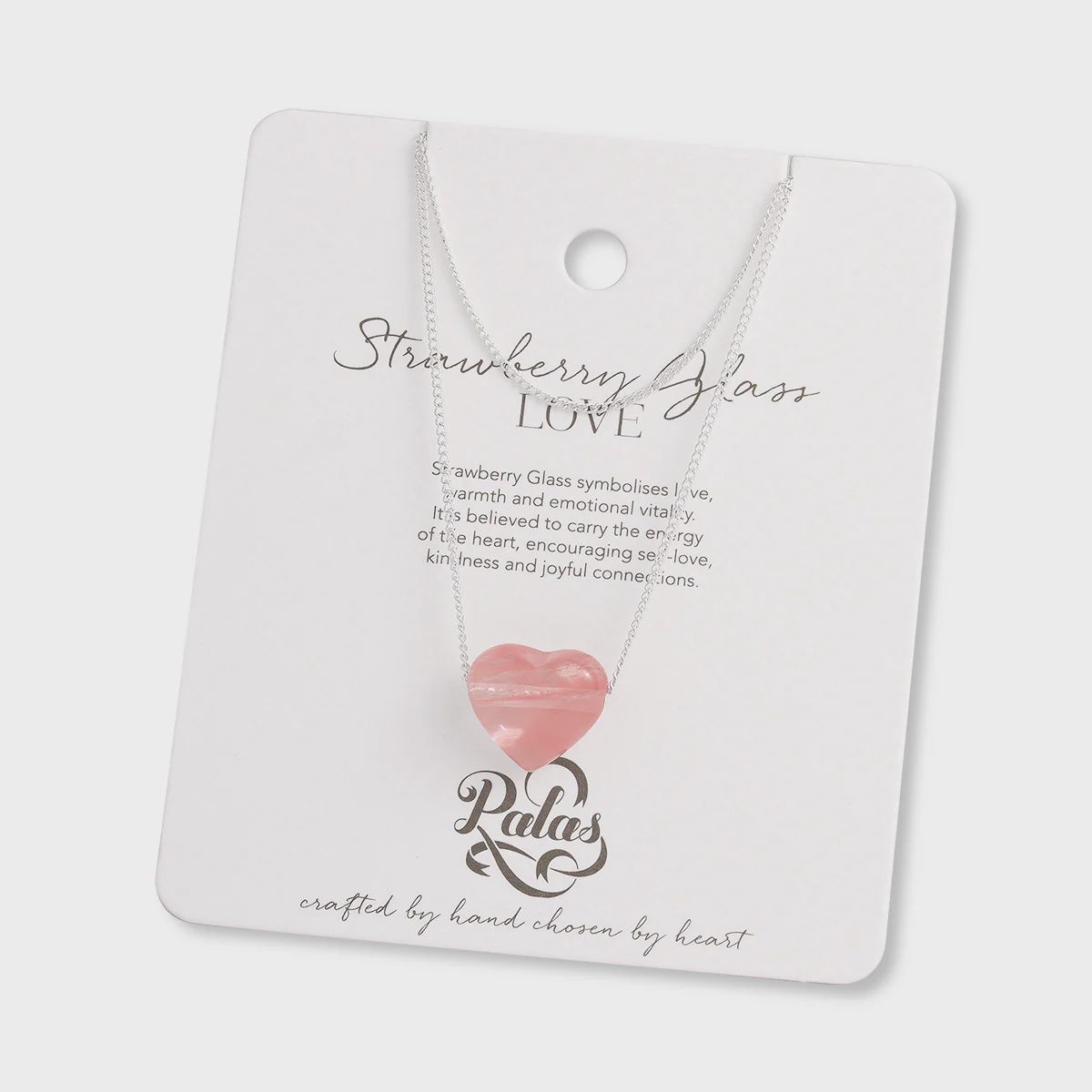 Strawberry Glass ‘self-love’ heartstone necklace
