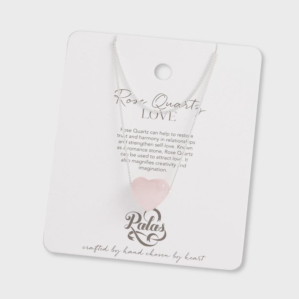 Rose Quartz ‘love’ heartstone necklace