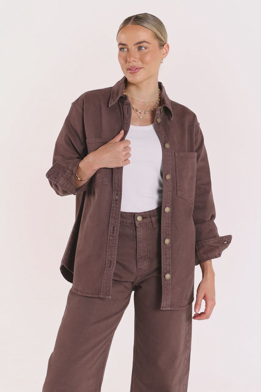 Lola Denim Jacket - Chocolate, size: 8