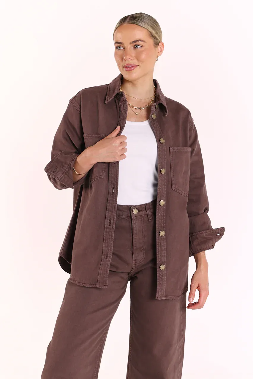 Lola Denim Jacket - Chocolate, size: 8