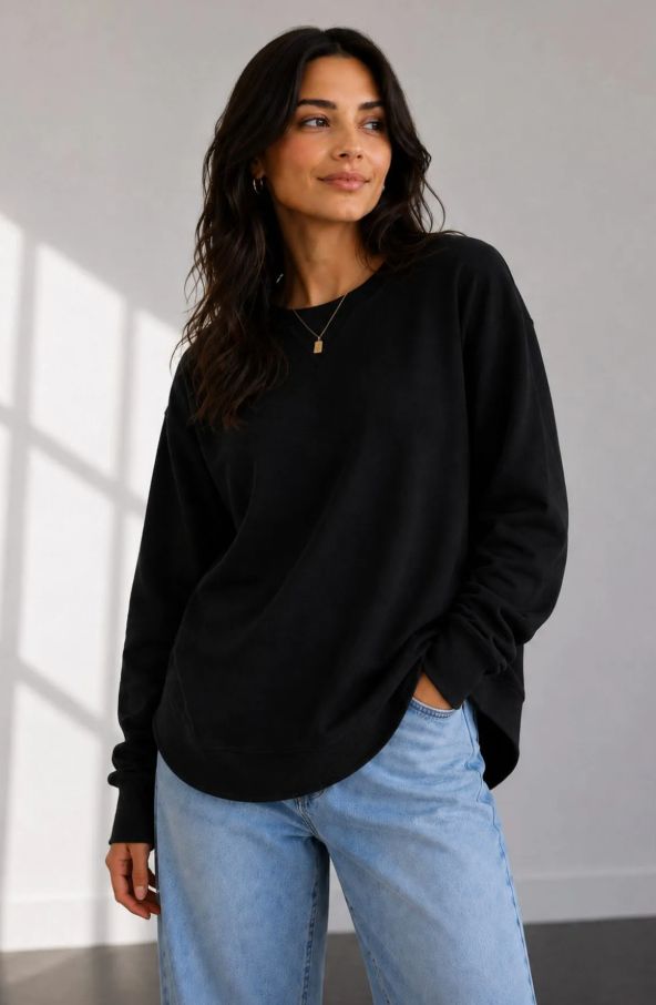 Cotton Sweatshirt BLACK, size: 8