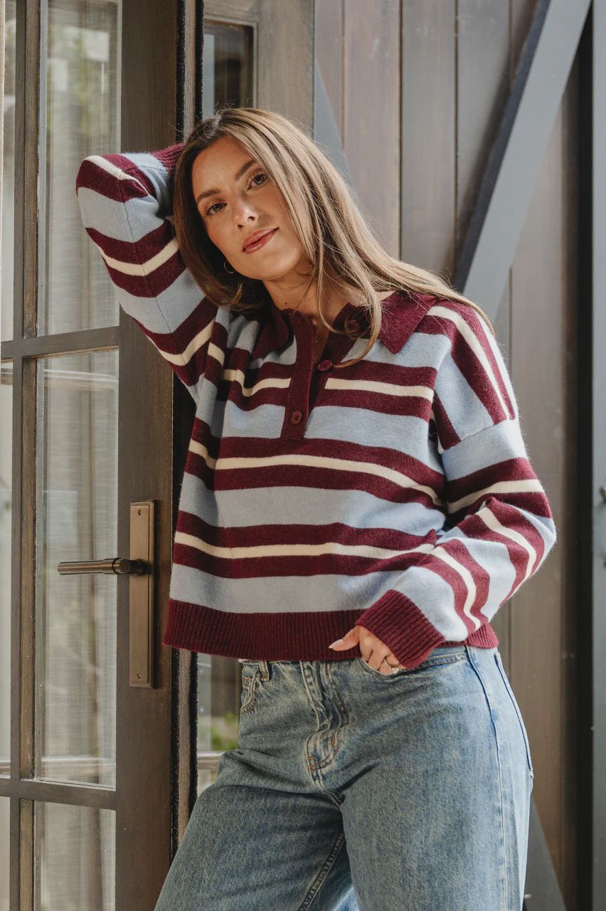 Stefi Knit WINE BLUE STRIPE, size: S/M