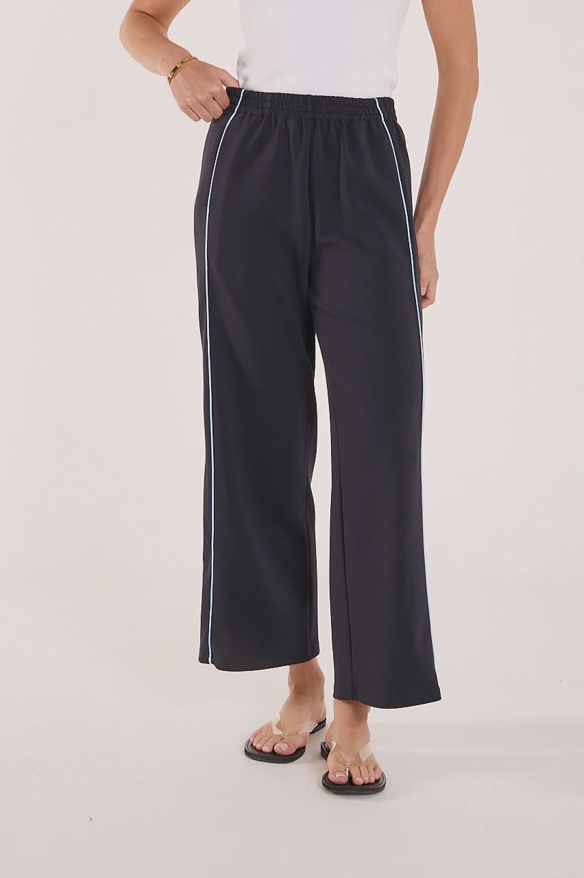 Noah Cropped Pant NAVY POWDER BLUE PIPING, size: 6