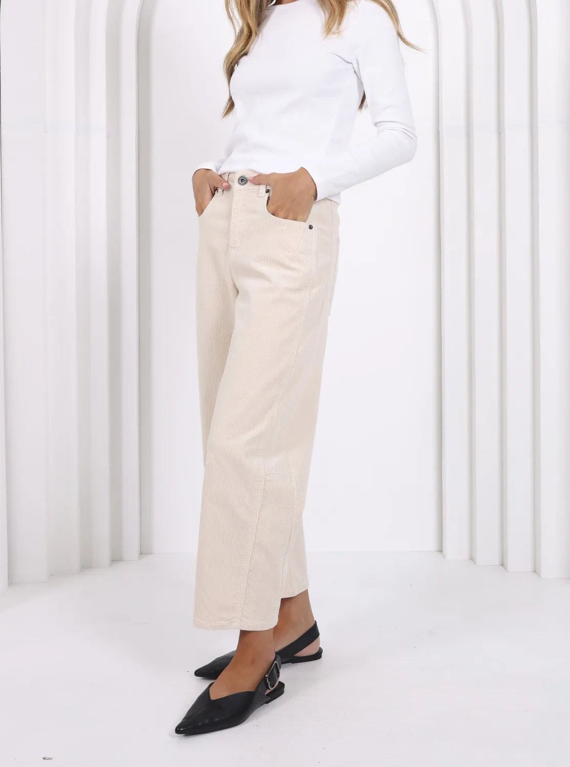 Toni Barrel Jeans Corduroy PEARL, size: 8