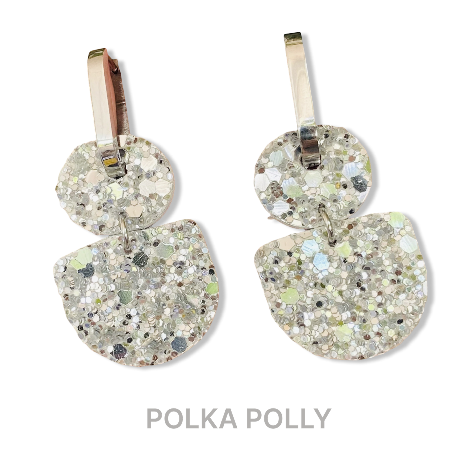 Silver Glitter Dainty Hoops