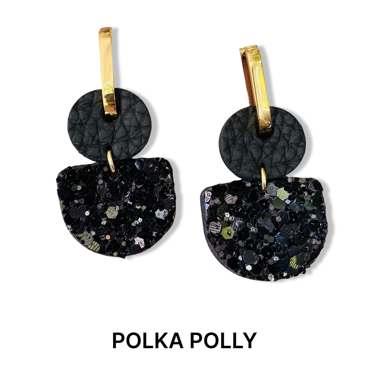 Black Glitter Dainty Hoops