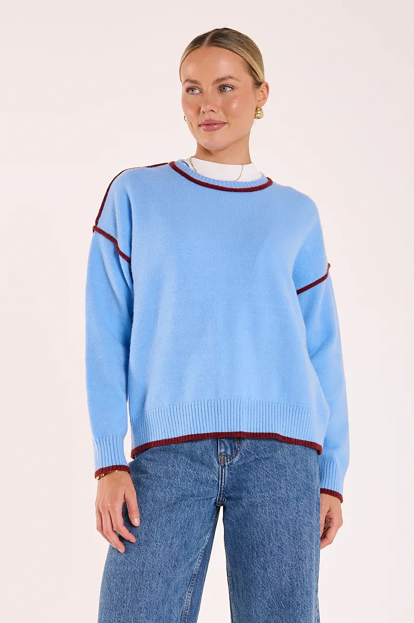 Margot Contrast Knit BLUE WINE, size: S/M