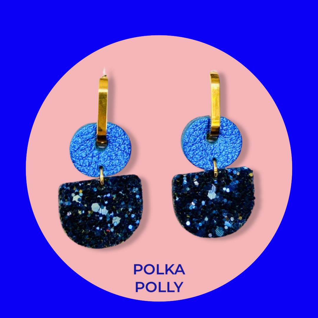 Dainty Hoops Navy Blue Sparkles